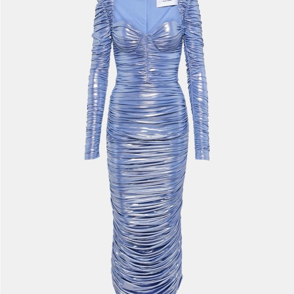 Alex Perry Ruched lamé midi dress